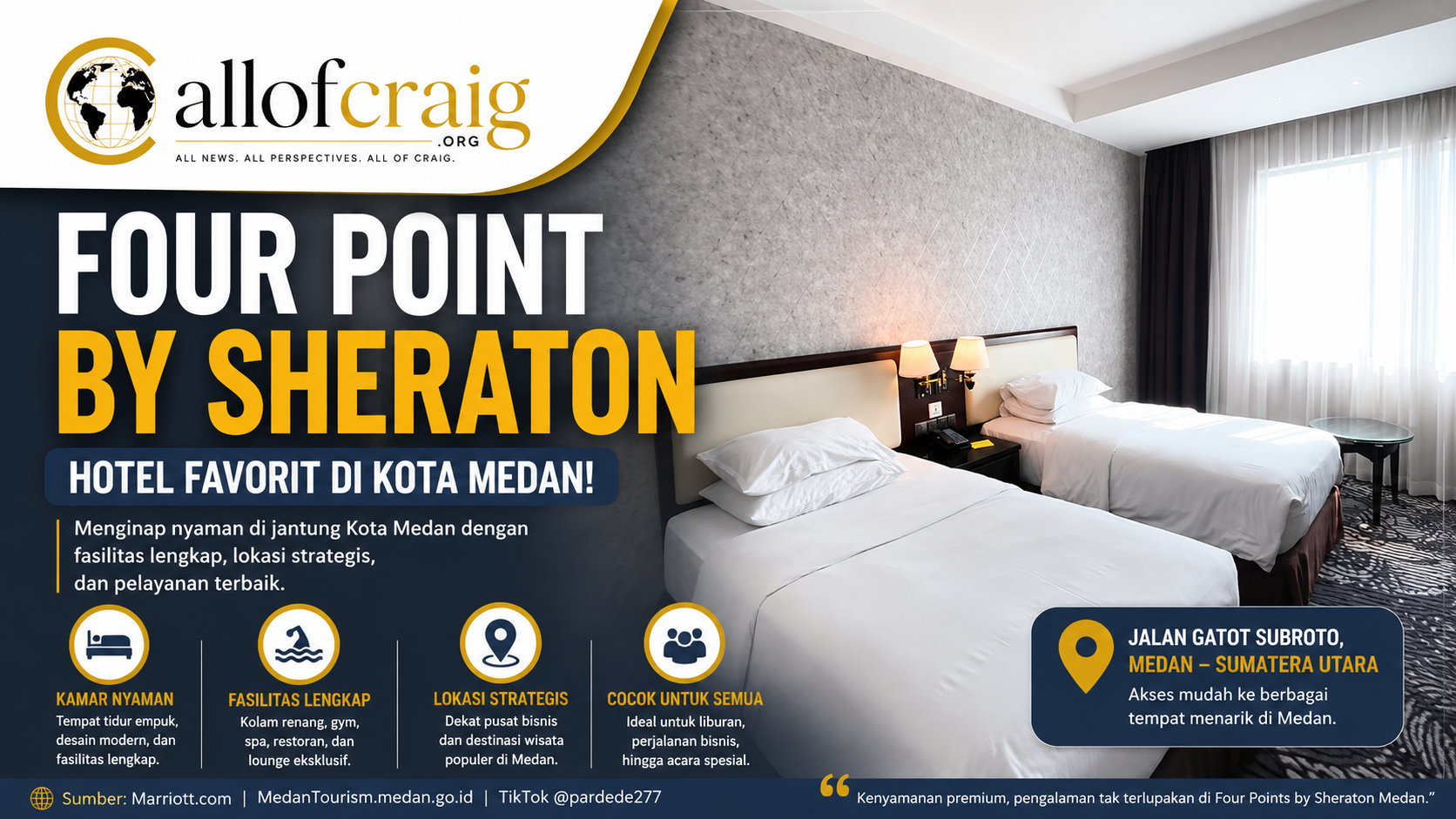 Menginap di Four Points by Sheraton Medan, Hotel Bintang Empat dengan Fasilitas Lengkap di Jantung Kota
